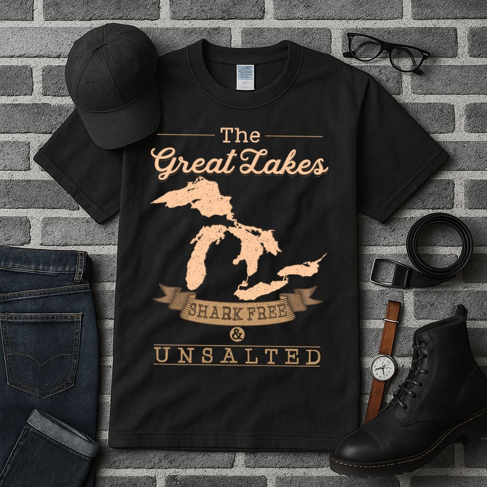 The Great Lakes Shark Free Unsalted Michigan Gift Tall T-Shirt