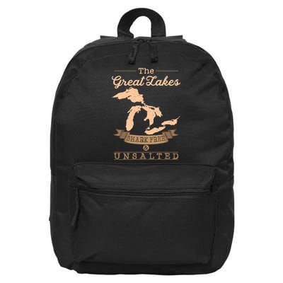 The Great Lakes Shark Free Unsalted Michigan Gift 16 in Basic Backpack