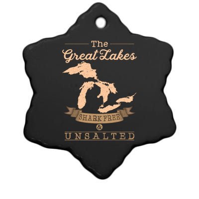 The Great Lakes Shark Free Unsalted Michigan Gift Ceramic Star Ornament