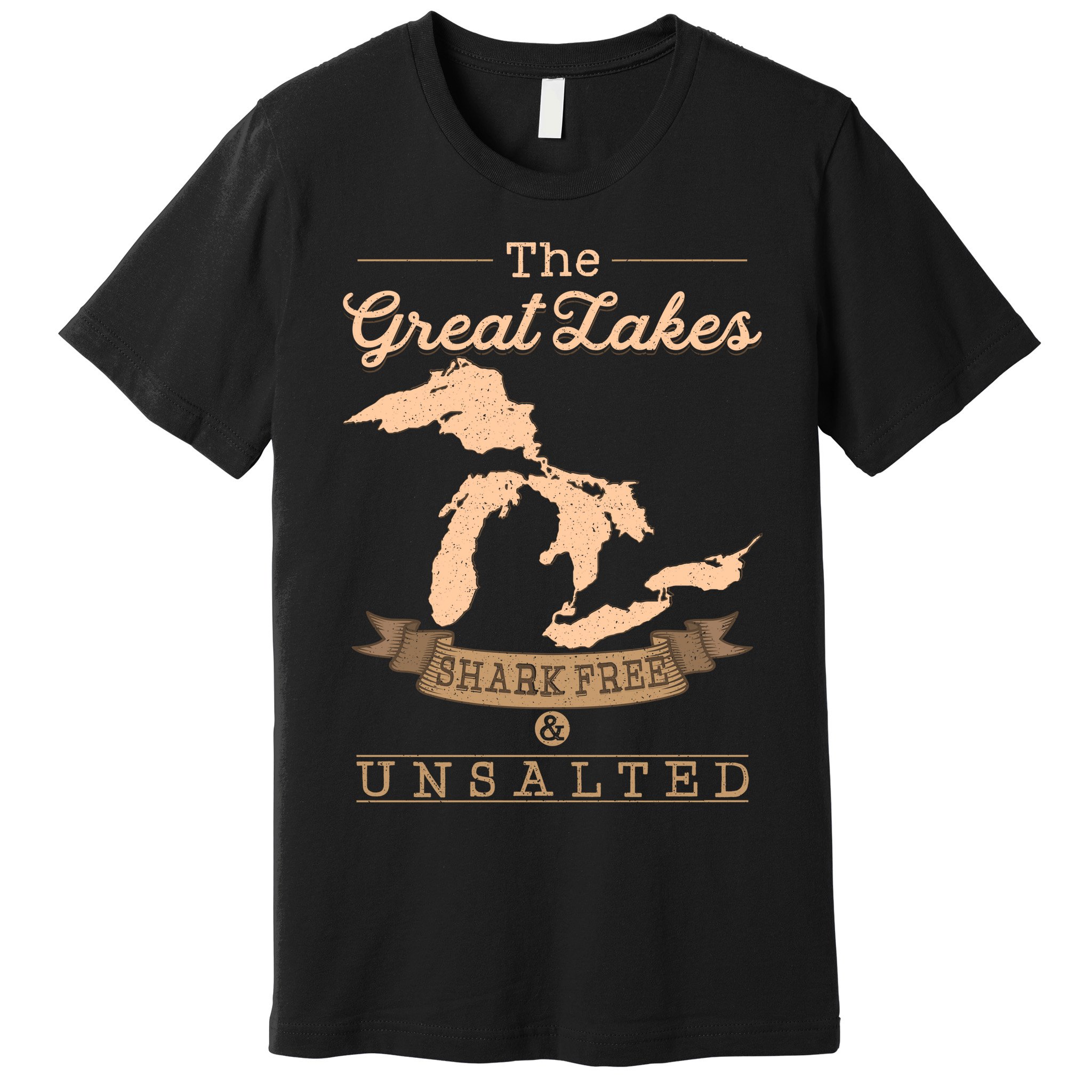 The Great Lakes Shark Free Unsalted Michigan Gift Premium T-Shirt