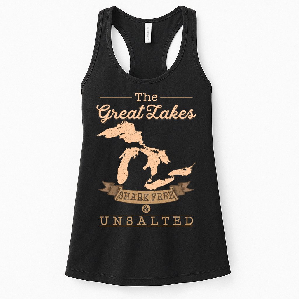 The Great Lakes Shark Free Unsalted Michigan Gift Womens Tank Top