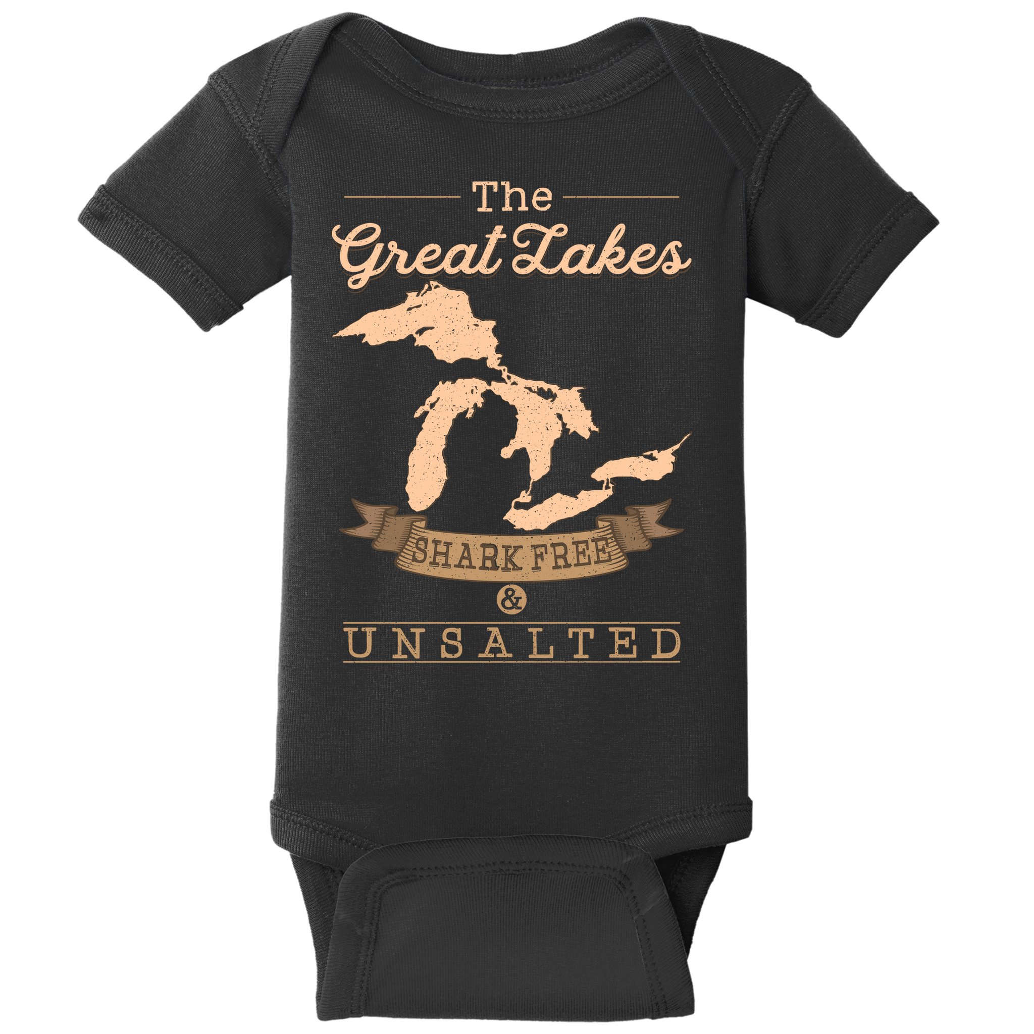 The Great Lakes Shark Free Unsalted Michigan Gift Baby Bodysuit