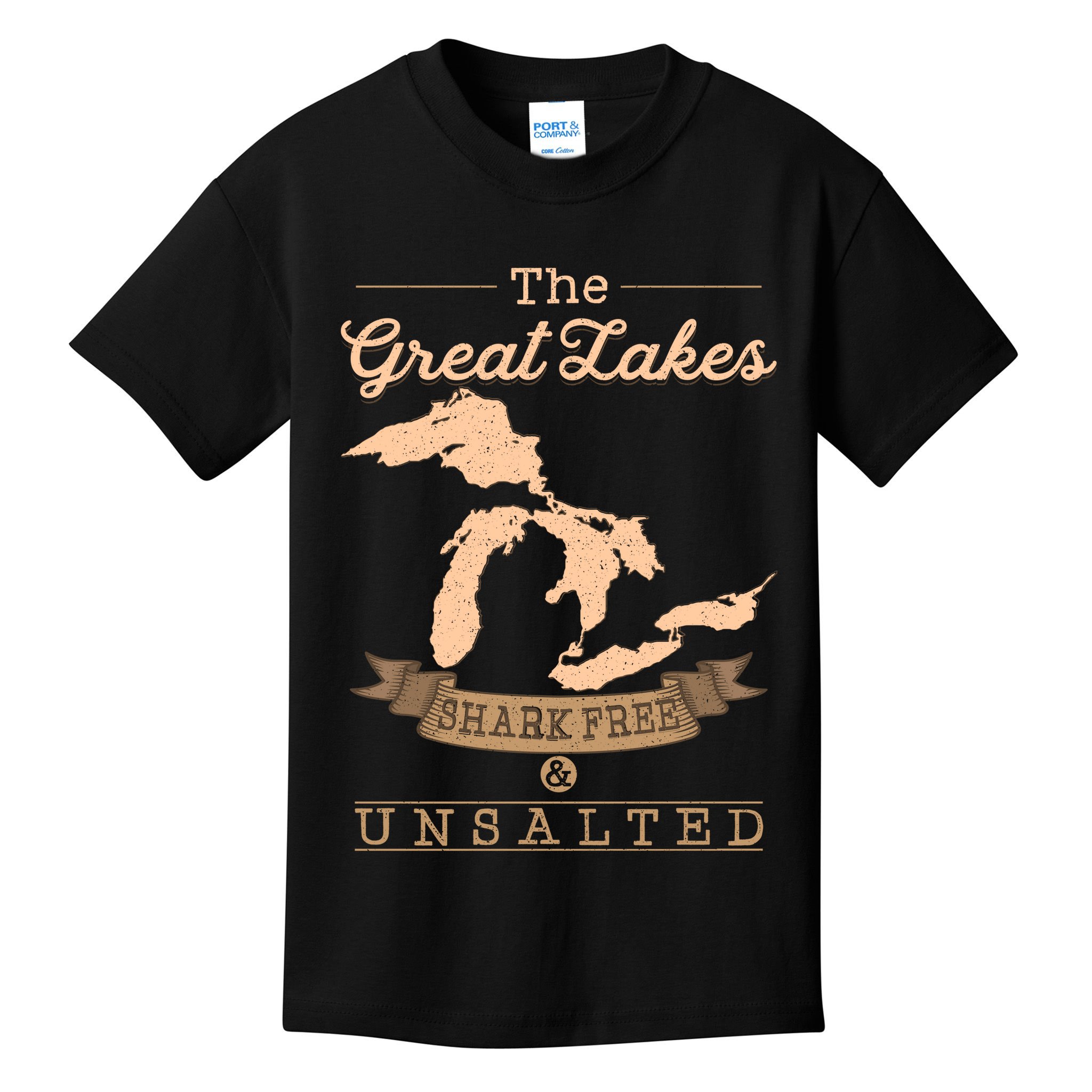 The Great Lakes Shark Free Unsalted Michigan Gift Kids T-Shirt