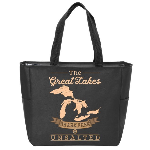 The Great Lakes Shark Free Unsalted Michigan Gift Zip Tote Bag