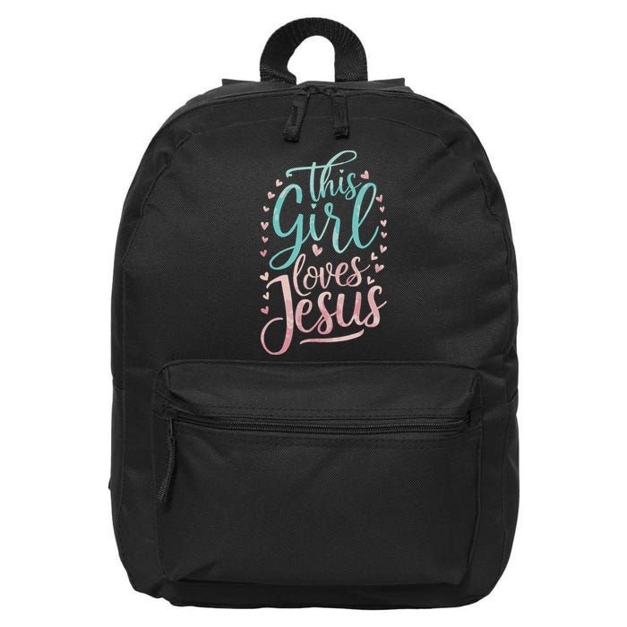 This Girl Loves Jesus 16 in Basic Backpack