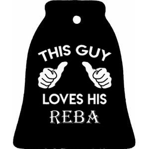 This Guy Loves His REBA Gift Valentine Heart Belongs 3 Ceramic Bell Ornament