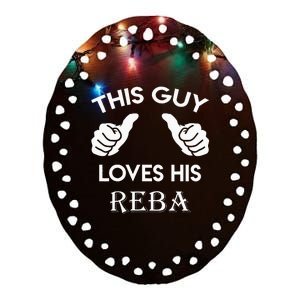 This Guy Loves His REBA Gift Valentine Heart Belongs 3 Ceramic Oval Ornament