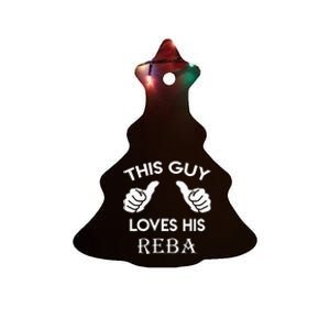 This Guy Loves His REBA Gift Valentine Heart Belongs 3 Ceramic Tree Ornament