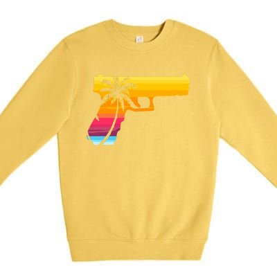 Tropical Gun Lover Firearm Beach Cute Hawaiian Gift Aloha Premium Crewneck Sweatshirt