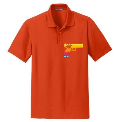 Tropical Gun Lover Firearm Beach Cute Hawaiian Gift Aloha Dry Zone Grid Polo