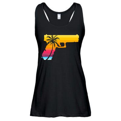 Tropical Gun Lover Firearm Beach Cute Hawaiian Gift Aloha Ladies Essential Flowy Tank
