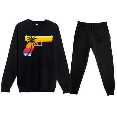 Tropical Gun Lover Firearm Beach Cute Hawaiian Gift Aloha Premium Crewneck Sweatsuit Set