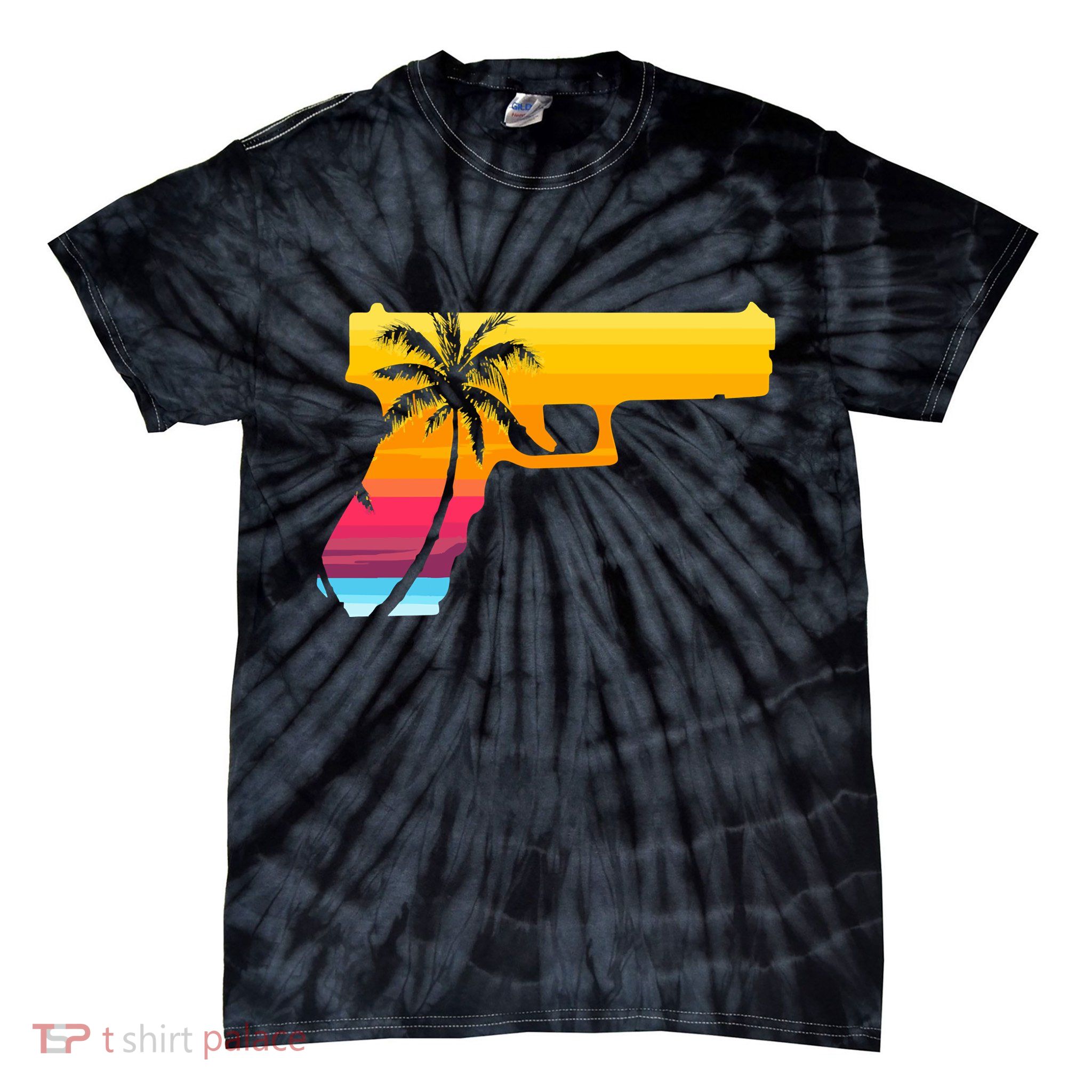 Tropical Gun Lover Firearm Beach Cute Hawaiian Gift Aloha Tie-Dye T-Shirt