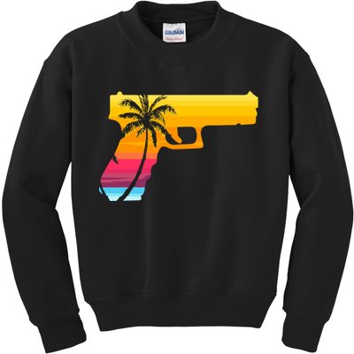 Tropical Gun Lover Firearm Beach Cute Hawaiian Gift Aloha Kids Sweatshirt