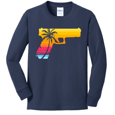 Tropical Gun Lover Firearm Beach Cute Hawaiian Gift Aloha Kids Long Sleeve Shirt