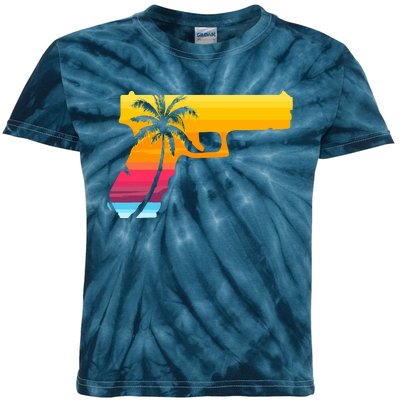 Tropical Gun Lover Firearm Beach Cute Hawaiian Gift Aloha Kids Tie-Dye T-Shirt