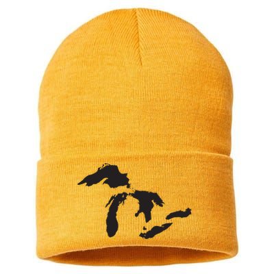 The Great Lakes Detroit Michigan T Sustainable Knit Beanie