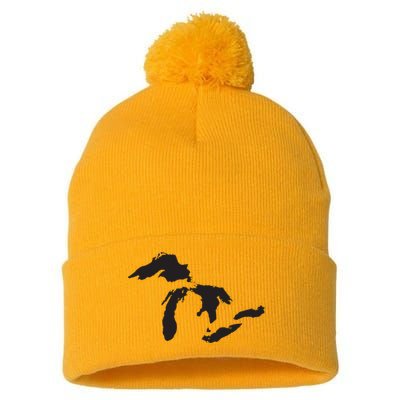 The Great Lakes Detroit Michigan T Pom Pom 12in Knit Beanie