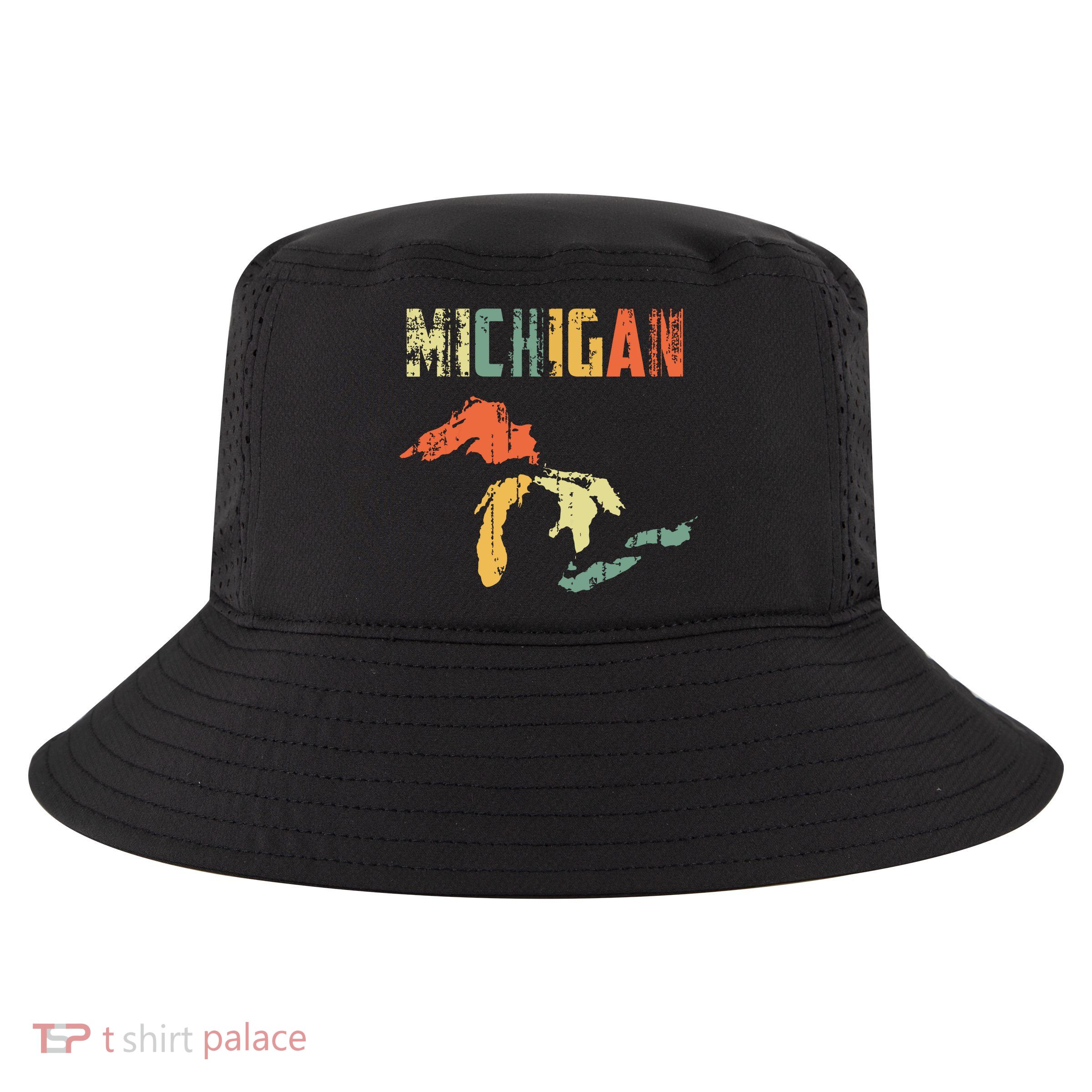 The Great Lakes Largest Water Retro Color Michigan Mi Pride Cool Comfort Performance Bucket Hat