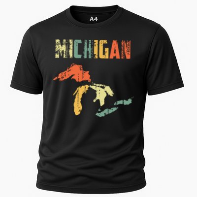The Great Lakes Largest Water Retro Color Michigan Mi Pride Performance Shirt