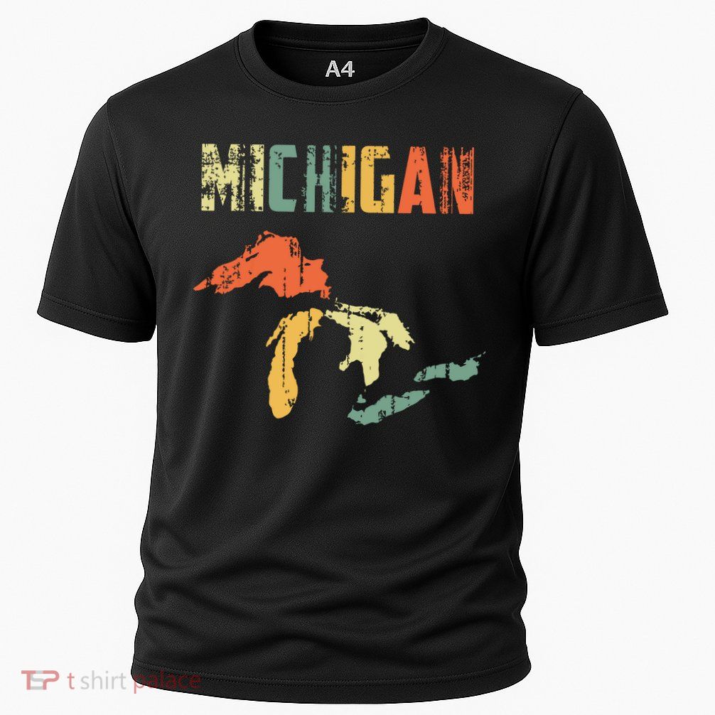 The Great Lakes Largest Water Retro Color Michigan Mi Pride Performance Shirt