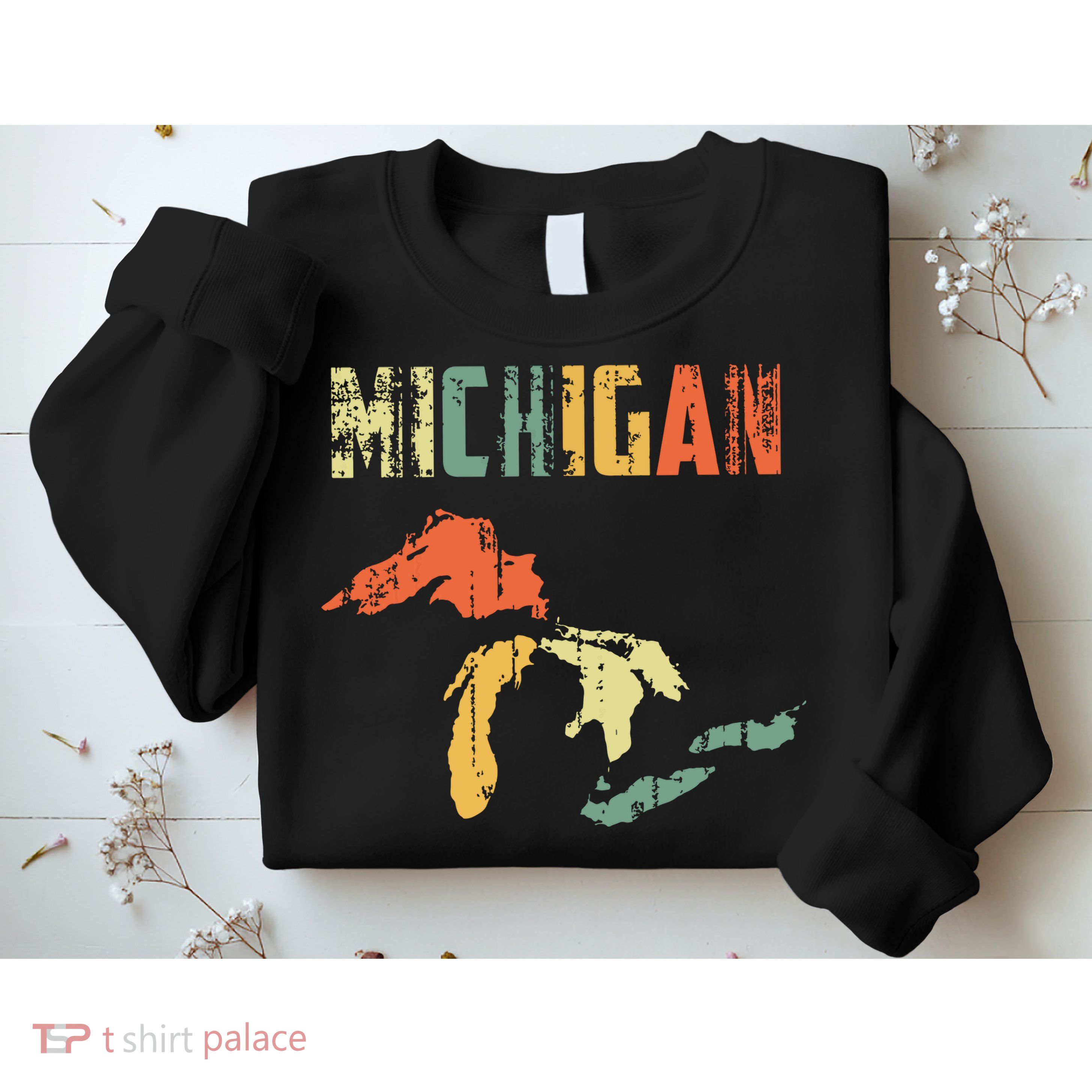 The Great Lakes Largest Water Retro Color Michigan Mi Pride Sweatshirt