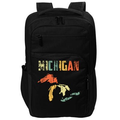 The Great Lakes Largest Water Retro Color Michigan Mi Pride Impact Tech Backpack