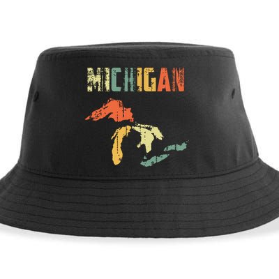 The Great Lakes Largest Water Retro Color Michigan Mi Pride Sustainable Bucket Hat