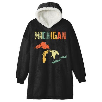 The Great Lakes Largest Water Retro Color Michigan Mi Pride Hooded Wearable Blanket
