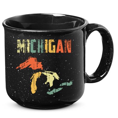 The Great Lakes Largest Water Retro Color Michigan Mi Pride 15oz Campfire Ceramic Mug