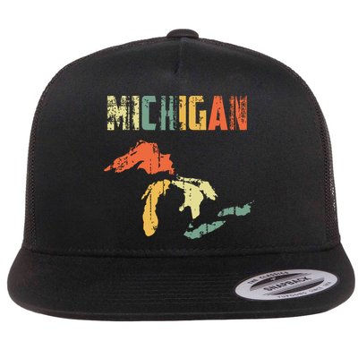 The Great Lakes Largest Water Retro Color Michigan Mi Pride Flatbill Hat