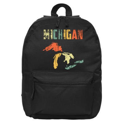 The Great Lakes Largest Water Retro Color Michigan Mi Pride 16 in Basic Backpack