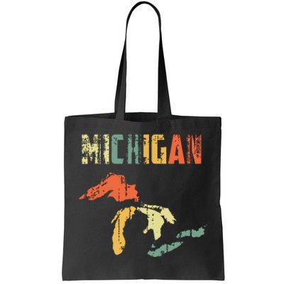 The Great Lakes Largest Water Retro Color Michigan Mi Pride Tote Bag