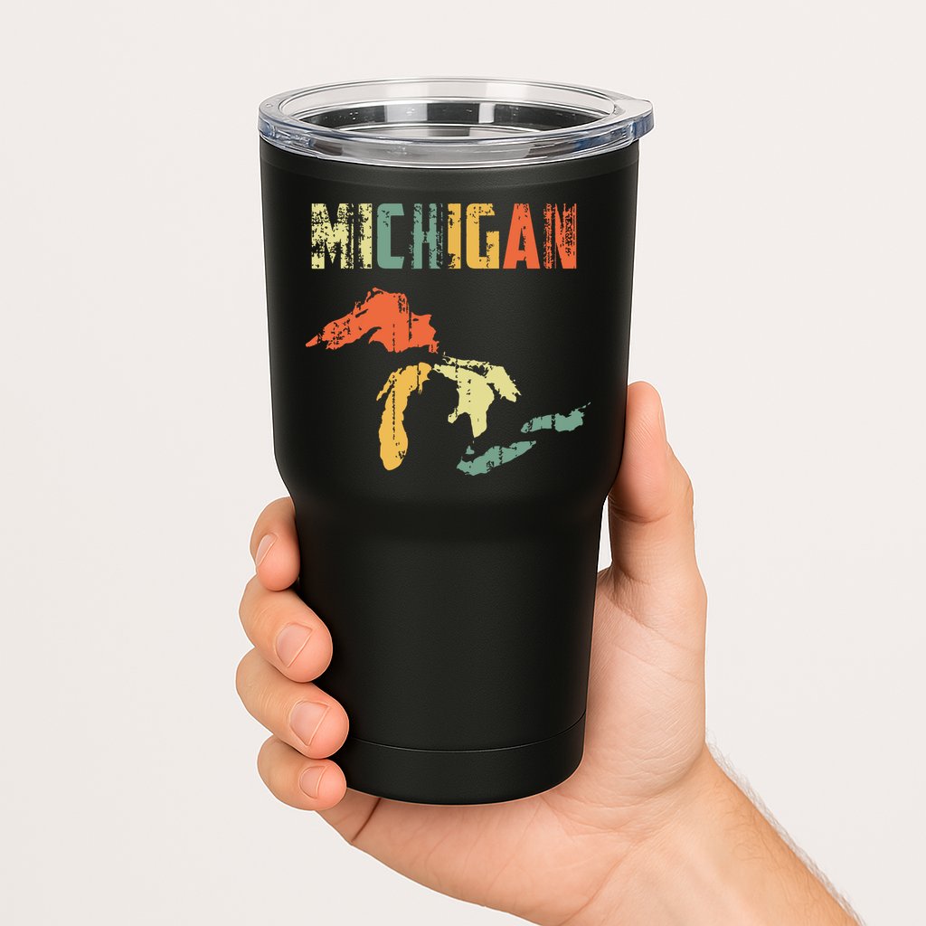 The Great Lakes Largest Water Retro Color Michigan Mi Pride Tumbler