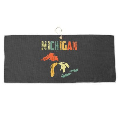 The Great Lakes Largest Water Retro Color Michigan Mi Pride Large Microfiber Waffle Golf Towel