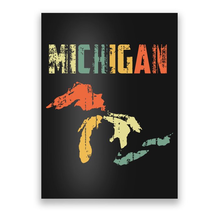 The Great Lakes Largest Water Retro Color Michigan Mi Pride Poster