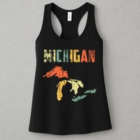 The Great Lakes Largest Water Retro Color Michigan Mi Pride Womens Tank Top