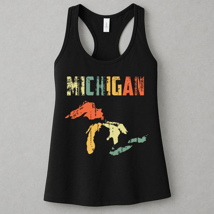 The Great Lakes Largest Water Retro Color Michigan Mi Pride Womens Tank Top