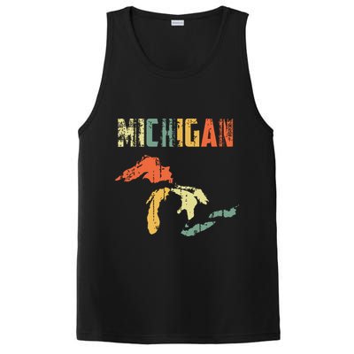 The Great Lakes Largest Water Retro Color Michigan Mi Pride PosiCharge Competitor Tank
