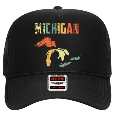The Great Lakes Largest Water Retro Color Michigan Mi Pride Trucker Hat