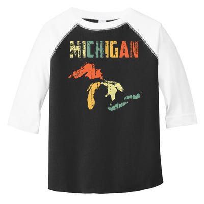 The Great Lakes Largest Water Retro Color Michigan Mi Pride Toddler Fine Jersey T-Shirt
