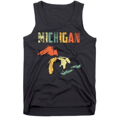 The Great Lakes Largest Water Retro Color Michigan Mi Pride Tank Top