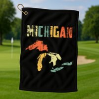 The Great Lakes Largest Water Retro Color Michigan Mi Pride Golf Towel