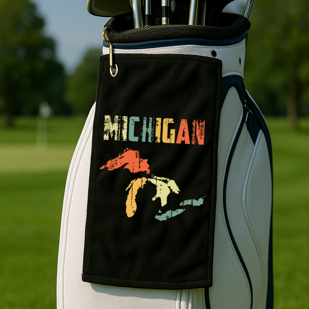 The Great Lakes Largest Water Retro Color Michigan Mi Pride Golf Towel