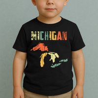 The Great Lakes Largest Water Retro Color Michigan Mi Pride Toddler T-Shirt