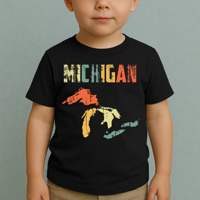 The Great Lakes Largest Water Retro Color Michigan Mi Pride Toddler T-Shirt