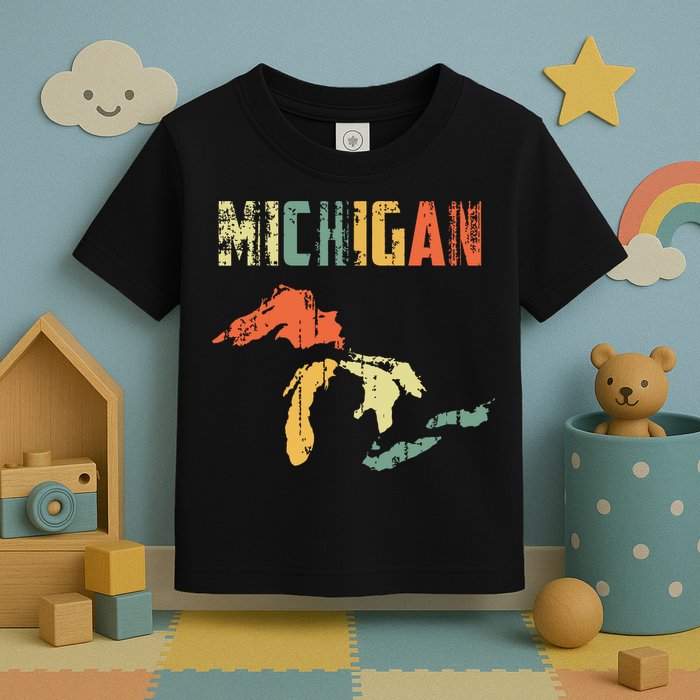 The Great Lakes Largest Water Retro Color Michigan Mi Pride Toddler T-Shirt