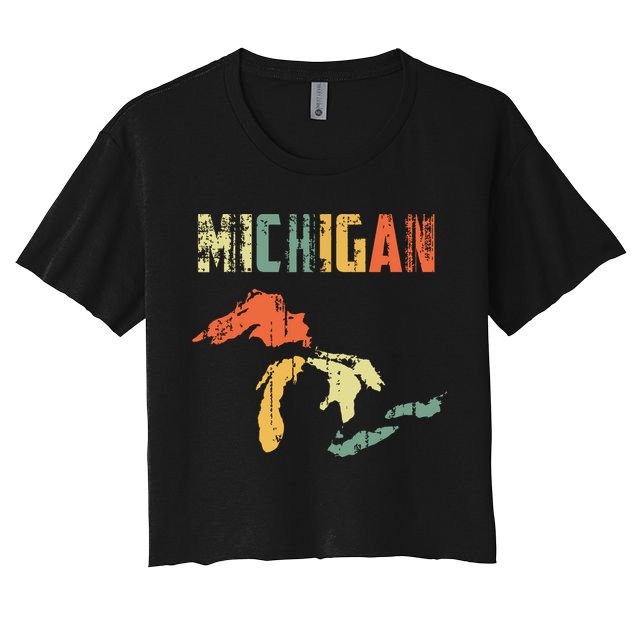 The Great Lakes Largest Water Retro Color Michigan Mi Pride Crop Top