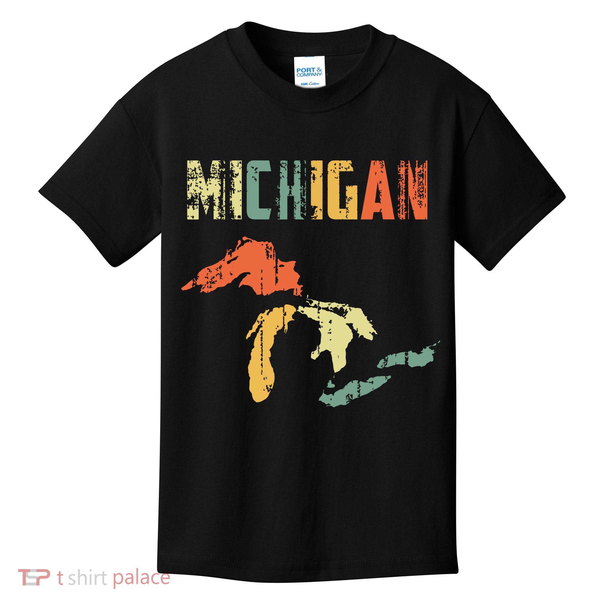 The Great Lakes Largest Water Retro Color Michigan Mi Pride Kids T-Shirt