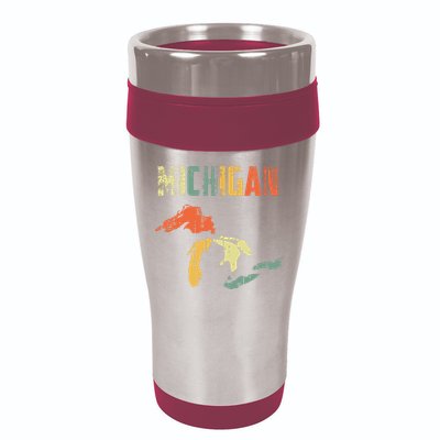 The Great Lakes Largest Water Retro Color Michigan Mi Pride 16oz Travel Tumbler